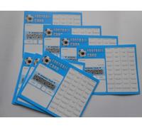 40 SPACE FOOTBALL SCRATCH CARDS SET OF 25 (WHITE AND BLUE) = AND WE GIVE YOU 2 FREE CARDS RAISE £500 VERY EASILY