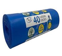 40 TidyZ Heavy-Duty Rubble Sacks. Made from 100% Recycled Plastic. Extra Strong and Thick Builders Bags. For DIY Construction, Building Site Debris, Garden Waste. 32L Blue Waste Bags