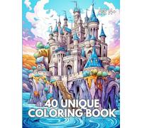 40 Unique Coloring Book for age +14: challenge level for +14 / adult including female warrior, fairy, goddess, princess, girl, boy, scenery, dragon, ... flowers, crown, jewels, waves, unicorn