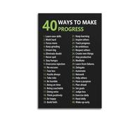 40 Ways To Make Progress InspirationalCover Poster Art Canvas Gift for Friends Or for Your Own Use Bedroom Living Room Decoration AestheticUnframe-style 16x24inch(40x60cm)