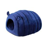 40 Winks Cat Bed Navy Velvet Hideaway Soft Cosy Pet House Indoor