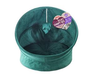 40 Winks Green Velvet Canopy Cat Bed