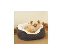 40 Winks Grey Jumbo Cord Plush Oval Dog Bed - 64cm