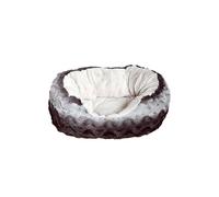Rosewood 40 Winks Grey & Cream Snuggle Plush Oval Dog Bed, 25”