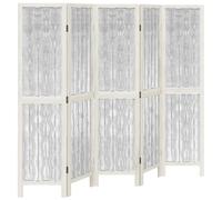 (40 x 160 cm/ 5 piece) vidaXL Room Divider 3 Panels Office Privacy Screen White Solid Wood Paulownia
