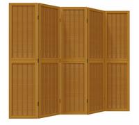(40 x 160 cm/ 5 piece) vidaXL Room Divider Panel Office Privacy Screen Brown Solid Wood Paulownia