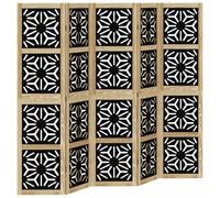 (40 x 160 cm/ 5 piece) vidaXL Room Divider Panel Privacy Screen Brown & Black Solid Wood Paulownia