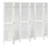 (40 x 160 cm/ 6 piece) vidaXL Room Divider 3 Panels Office Privacy Screen White Solid Wood Paulownia