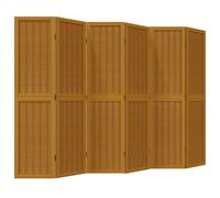 vidaXL Room Divider, Privacy Screen for Indoor Home Bedroom Living Room, Screen Privacy Panel with 6 Panels, Brown Solid Wood Paulownia