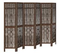 (40 x 160 cm/ 6 piece) vidaXL Room Divider Panel Room Privacy Screen Dark Brown Solid Wood Paulownia