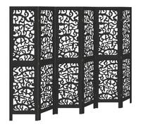 (40 x 160 cm/ 6 piece) vidaXL Room Divider Privacy Screen Privacy Panel Black Solid Wood Paulownia