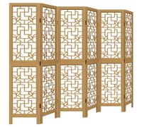 vidaXL Room Divider 6 Panels Brown Solid Wood Paulownia