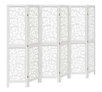 (40 x 160 cm/ 6 piece) vidaXL Room Divider Privacy Screen Room Partition White Solid Wood Paulownia
