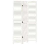 vidaXL 3-Panel Room Divider/Privacy Screen - Solid Paulownia Wood, White, 105-110 x 180 cm for Living Room, Bedroom, Office
