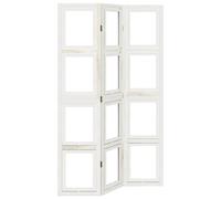 vidaXL White Solid Paulownia Wood Room Divider/Privacy Screen - 3 Panel Folding Partition for Office and Home Decor, Space-Saving Design, Rotatable Photo Frames