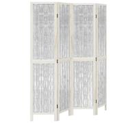 (40 x 180 cm/ 4 piece) vidaXL Room Divider 3 Panels Office Privacy Screen White Solid Wood Paulownia