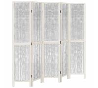 vidaXL Room Divider 5 Panels White Solid Wood Paulownia