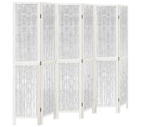 Room Divider Panel Office Privacy Screen White Solid Wood Paulownia vidaXL