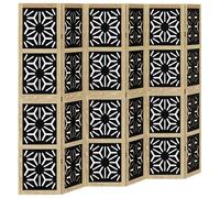 vidaXL Room Divider – 6-Panel Paulownia Solid Wood Privacy Screen Brown/Black (40x180cm)