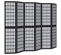 Room Divider 6-Panel Black Paulownia Wood 40x180cm Engineered Core Folding Slim