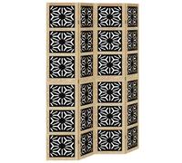 Room Divider 4 Panels Brown & Black Paulownia Wood 140x200cm Folding Screen Geo