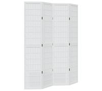 vidaXL Room Divider, Privacy Screen for Indoor Home Bedroom Living Room, Screen Privacy Panel with 4 Panels, Modern Style, White Solid Wood Paulownia