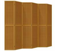 vidaXL Room Divider 6 Panels Brown Solid Wood Paulownia