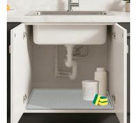 40 x 22 inches Silicone Under Sink Mat, Kalolary Waterproof Under Sink Protector Mat Raised Edge Under Liner Drip Tray Protector Silicone Organizers for Kitchen Bathroom Cabinet