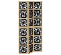 (40 x 220 cm/ 3 piece) vidaXL Room Divider Panel Privacy Screen Brown & Black Solid Wood Paulownia