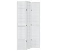 vidaXL Room Divider, Privacy Screen for Indoor Home Bedroom Living Room, Screen Privacy Panel with 3 Panels, Modern Style, White Solid Wood Paulownia