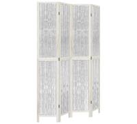 (40 x 220 cm/ 4 piece) vidaXL Room Divider 3 Panels Office Privacy Screen White Solid Wood Paulownia