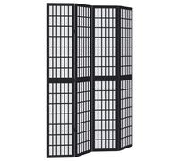 Vidaxl Room Divider 4 Panels Black Solid Wood Paulownia