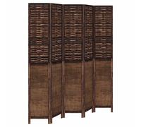 (40 x 220 cm/ 5 piece) vidaXL Room Divider 5 Panels Privacy Screen Dark Brown Solid Wood Paulownia