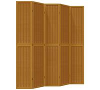 vidaXL Room Divider, Privacy Screen for Indoor Home Bedroom Living Room, Screen Privacy Panel with 5 Panels, Brown Solid Wood Paulownia