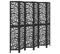 vidaXL - Room Divider 6 Panels Privacy Screen - Paulownia Wood, Black, 210-215cm x 220cm - Office, Bedroom, Living Room
