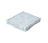 Homescapes Cotton Gingham Check Floor Cushion in Blue | Size: 40 cm x 40 cm Homescapes Blue 40 cm x 40 cm