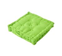 HOMESCAPES Luxury Floor Cushion Plain 100% Cotton Green 40 x 40 x 8cm, Booster Cushion Seat Chair Pad Dining Thick & Plush Garden Floor Pillow for Kids Elderly Pets Indoor Outdoor Use