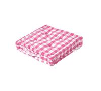 HOMESCAPES Pink and White Gingham Floor Cushion Block Check Pattern 100% Cotton Cushion Pad 40 x 40 x 8cm Square Outdoor Garden Cushion or Indoor Dining Chair Booster Seat