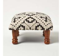 (40 x 40 x 25 cm) Reva Black Geometric Footstool