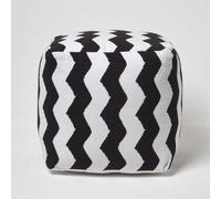 (40 x 40 x 40 cm) Black and White Chevron Style Bean Footstool