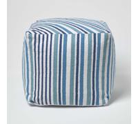 Stripe Cube Square Footstool Homescapes Blue One Size
