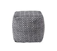 Trance Diamond Pattern Square Bean Filled Pouffe, 40 cm Homescapes Black One Size