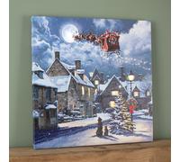 40 x 40cm Battery Operated Light up Christmas Santa & Dog Scene Wall Art with LEDs Samuel Alexander Multi One Size