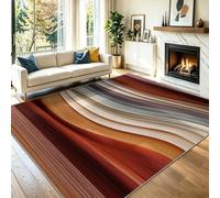 40 x 60 cm Area Rug, Classic Abstract Modern Waves Stripes Non-Slip & Washable Carpet for Office Chair, Entrance & Dining Room, Low-Pile Indoor Rugs for High Traffic Areas, Multicoloured