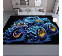 40 x 60 cm Area Rug for Living Room - American Style Punk-Style Graffiti Monster Trucks Washable Area Rugs, Non-Slip & Stain Resistance Carpet for Bedroom Dining Room Nursery Home Office (Black)