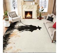 40 x 60 cm Area Rugs Multicoloured, Oriental Zen Samurai Silhouette Washable Rug for Playroom & Nursery, Non-Slip Soft Carpet for Toddlers & Pets, Low Pile Living Room Rug