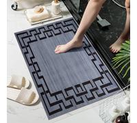 (40 X 60 cm_Bath Mat, Grey Black) Luxury Soft Rugs Large Runner Rug Non Slip Door Mats