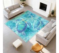 40 x 60 cm Durable Area Rugs Watercolour Ocean Non Slip Backing Animal Low Pile Rug Sea Turtle Shells Turquoise Soft Rugs for Entrance -