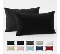 40 x 60 cm Reinforced Cotton Pillow Case - Black - Tight Weave of 57 Thread Count - Pillow Case 40 x 60 cm - Oeko Tex Certified