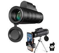 40 x 60 High Power Prism & FMC HD Monocular IPX5 Waterproof Low Light with Smartphone Holder & Tripod, for Smartphone Bird Watching, Camping, Wildlife Landscape,Mono